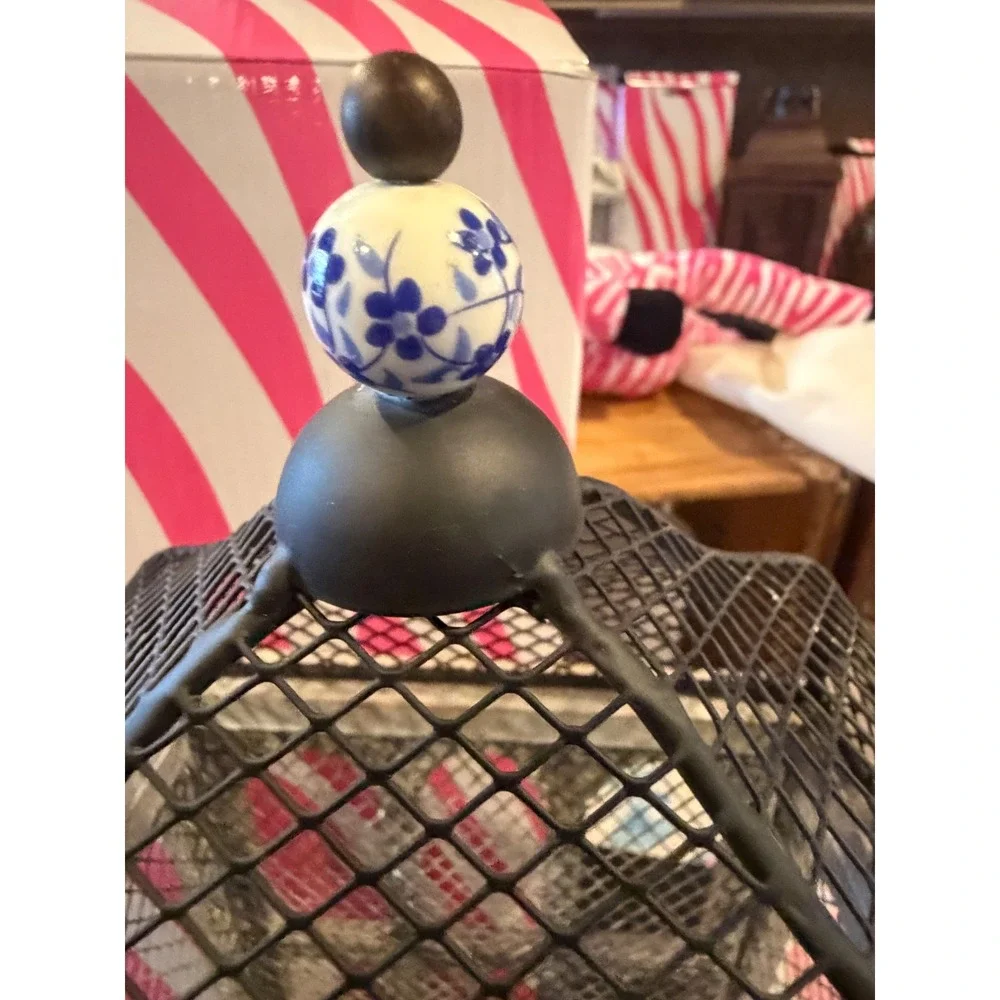 Pink Zebra Rustic Farmhouse Wood Metal Mesh Lantern Decorative Birdcage Gray